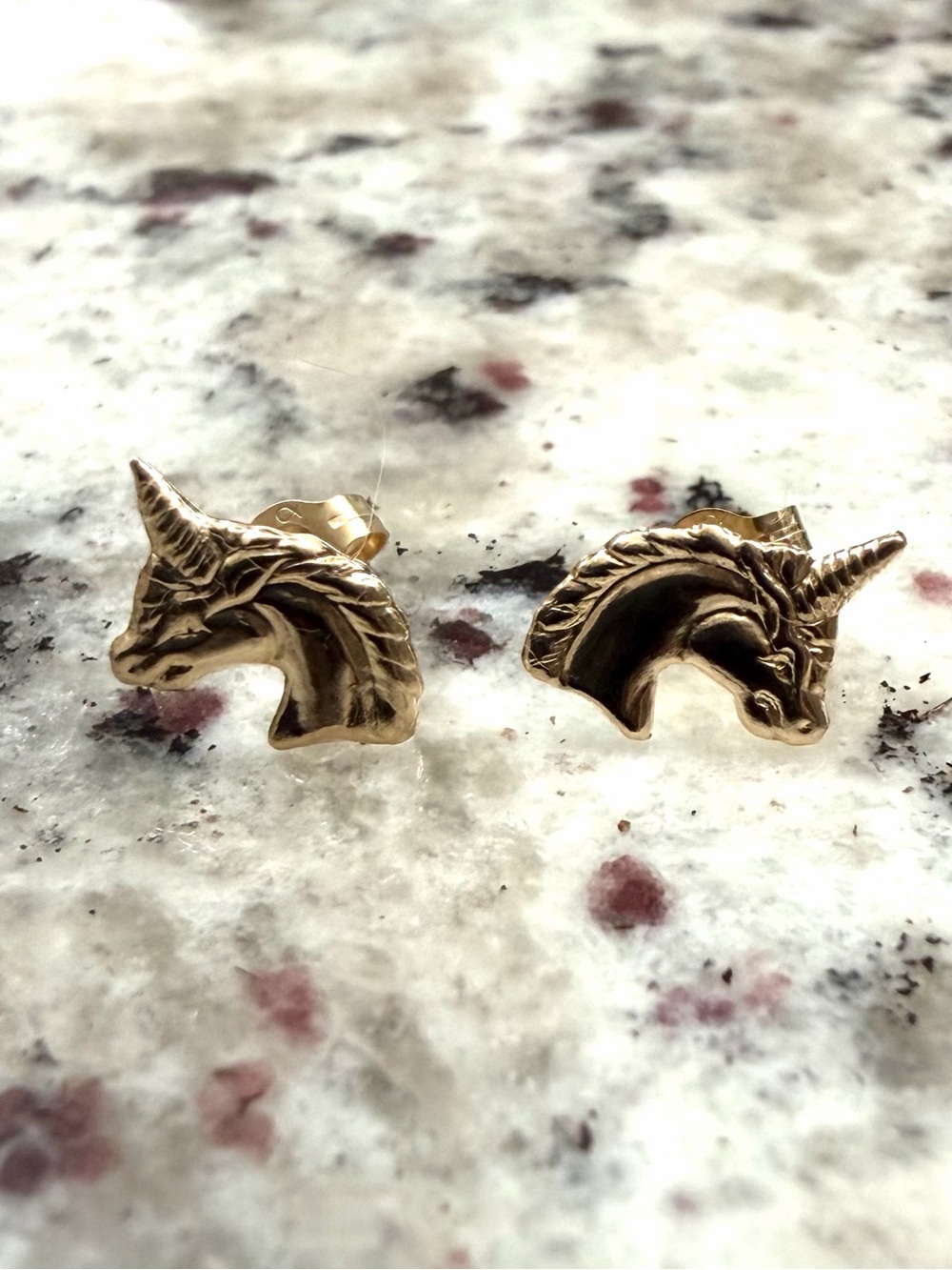 14k Yellow Gold Small Unicorn Stud Earrings